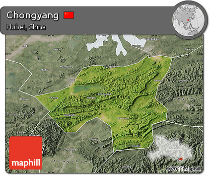 Satellite Map of Chongyang, semi-desaturated
