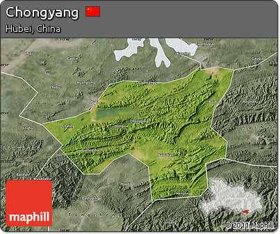 Satellite Map of Chongyang, semi-desaturated