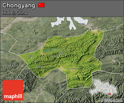 Satellite Map of Chongyang, semi-desaturated
