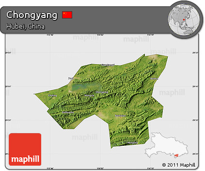 Satellite Map of Chongyang, single color outside