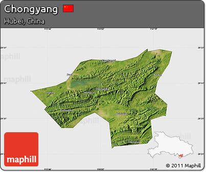 Satellite Map of Chongyang, single color outside