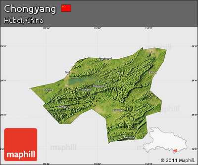 Satellite Map of Chongyang, single color outside