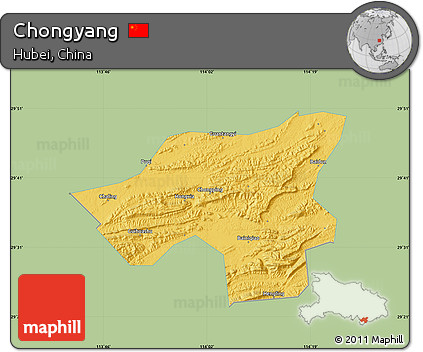 Savanna Style Map of Chongyang, single color outside