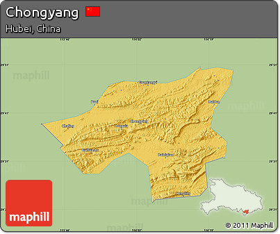 Savanna Style Map of Chongyang, single color outside