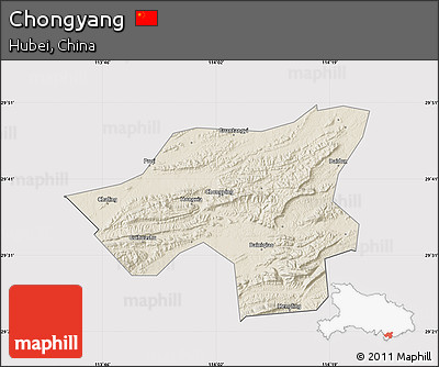 Shaded Relief Map of Chongyang, cropped outside