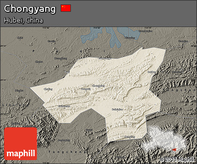 Shaded Relief Map of Chongyang, darken