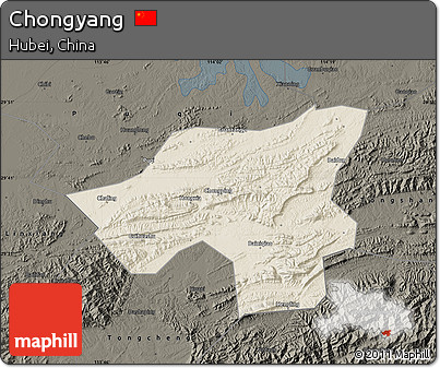Shaded Relief Map of Chongyang, darken