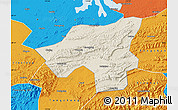 Shaded Relief Map of Chongyang, political outside