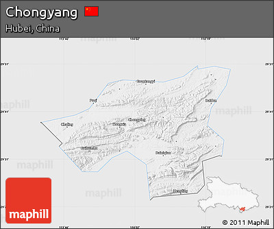 Silver Style Map of Chongyang, single color outside