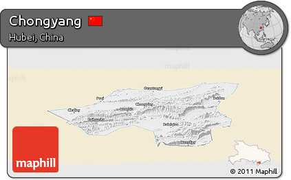Classic Style Panoramic Map of Chongyang, single color outside