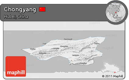 Gray Panoramic Map of Chongyang, single color outside