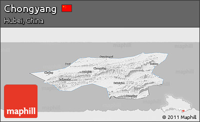Gray Panoramic Map of Chongyang, single color outside