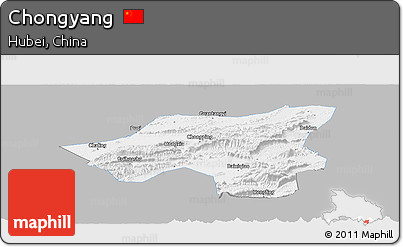 Gray Panoramic Map of Chongyang, single color outside
