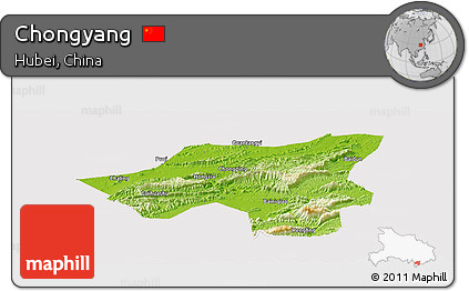 Physical Panoramic Map of Chongyang, cropped outside