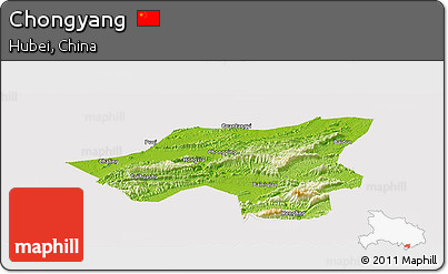 Physical Panoramic Map of Chongyang, cropped outside