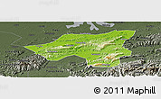 Physical Panoramic Map of Chongyang, darken, semi-desaturated