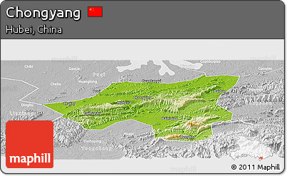 Physical Panoramic Map of Chongyang, lighten, desaturated
