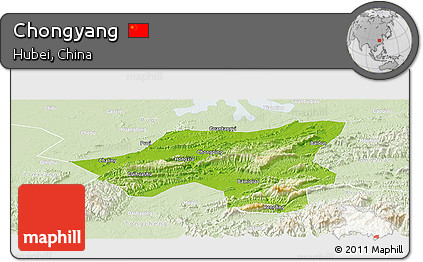 Physical Panoramic Map of Chongyang, lighten
