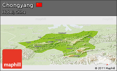 Physical Panoramic Map of Chongyang, lighten