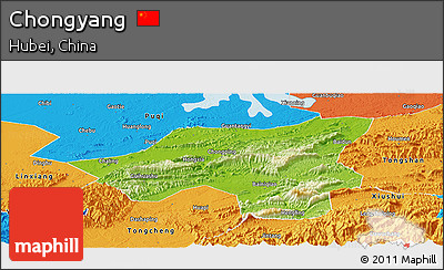 Physical Panoramic Map of Chongyang, political outside