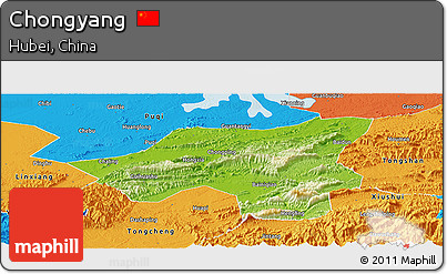 Physical Panoramic Map of Chongyang, political outside