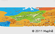 Physical Panoramic Map of Chongyang, political outside