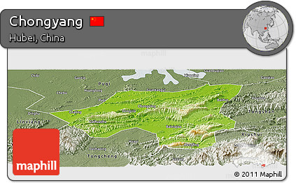Physical Panoramic Map of Chongyang, semi-desaturated