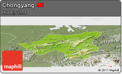 Physical Panoramic Map of Chongyang, semi-desaturated