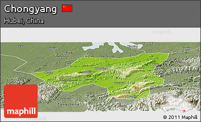 Physical Panoramic Map of Chongyang, semi-desaturated