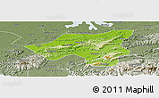 Physical Panoramic Map of Chongyang, semi-desaturated