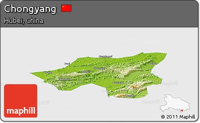 Physical Panoramic Map of Chongyang, single color outside