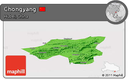 Political Panoramic Map of Chongyang, cropped outside