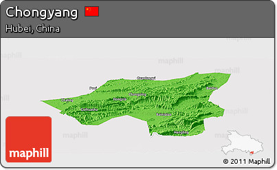 Political Panoramic Map of Chongyang, cropped outside