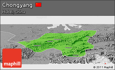 Political Panoramic Map of Chongyang, desaturated