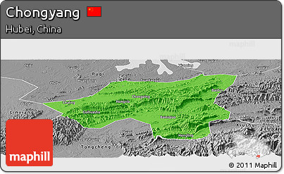Political Panoramic Map of Chongyang, desaturated