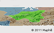 Political Panoramic Map of Chongyang, semi-desaturated