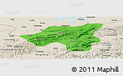 Political Panoramic Map of Chongyang, shaded relief outside