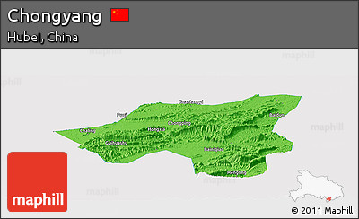 Political Panoramic Map of Chongyang, single color outside