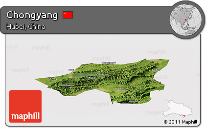 Satellite Panoramic Map of Chongyang, cropped outside