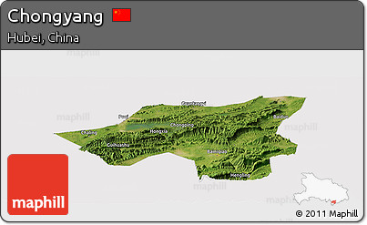 Satellite Panoramic Map of Chongyang, cropped outside