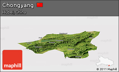 Satellite Panoramic Map of Chongyang, cropped outside