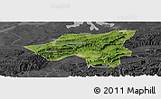 Satellite Panoramic Map of Chongyang, darken, desaturated
