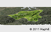 Satellite Panoramic Map of Chongyang, darken, semi-desaturated