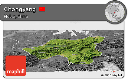 Satellite Panoramic Map of Chongyang, desaturated