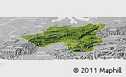Satellite Panoramic Map of Chongyang, lighten, desaturated