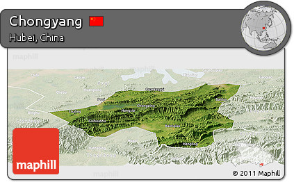 Satellite Panoramic Map of Chongyang, lighten
