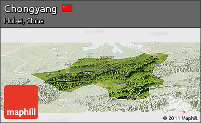 Satellite Panoramic Map of Chongyang, lighten