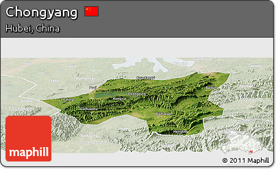 Satellite Panoramic Map of Chongyang, lighten