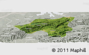 Satellite Panoramic Map of Chongyang, lighten, semi-desaturated