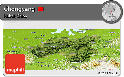 Satellite Panoramic Map of Chongyang, physical outside